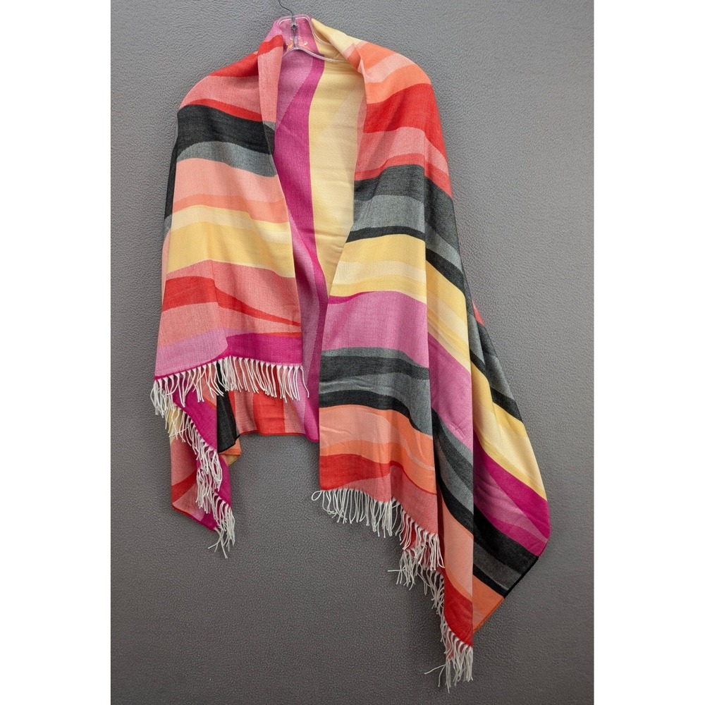 Women's Multicolor Striped Scarf‎ Shawl Wavy Pattern Fringe Outdoor Size 32"62"